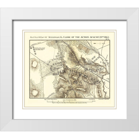 Manassas Virginia - Bowen 1866 White Modern Wood Framed Art Print with Double Matting by Bowen
