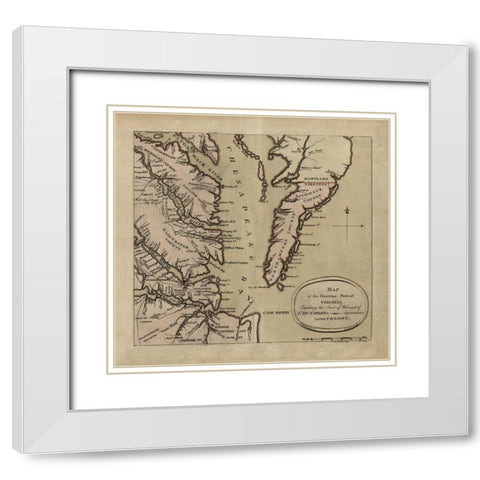 Maritime Parts of Virginia - Dunmore 1776 White Modern Wood Framed Art Print with Double Matting by Dunmore