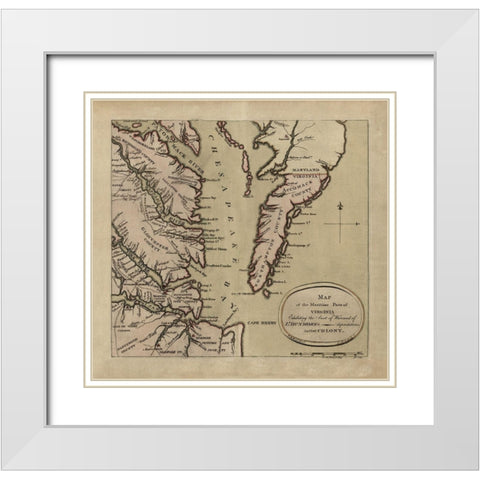 Maritime Parts of Virginia - Dunmore 1776 White Modern Wood Framed Art Print with Double Matting by Dunmore
