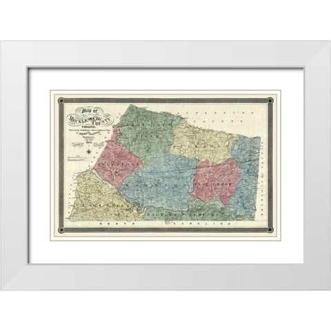 Mecklandburg County Virginia - Finch 1870 White Modern Wood Framed Art Print with Double Matting by Finch