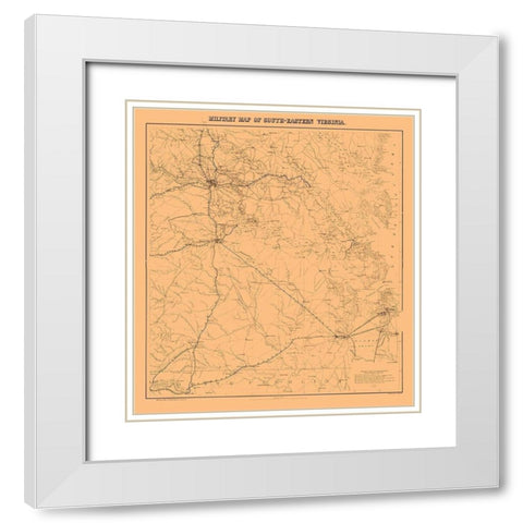 Military Map South-Eastern Virginia - 1862 White Modern Wood Framed Art Print with Double Matting by Unknown
