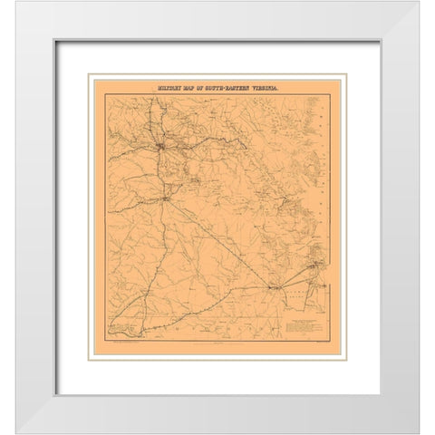 Military Map South-Eastern Virginia - 1862 White Modern Wood Framed Art Print with Double Matting by Unknown