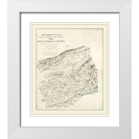 Montgomery County Virginia - Gilmer 1864 White Modern Wood Framed Art Print with Double Matting by Gilmer