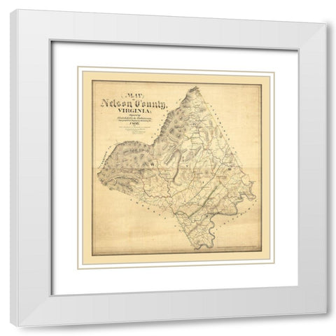 Nelson County Virginia - Hotchkiss 1866 White Modern Wood Framed Art Print with Double Matting by Hotchkiss