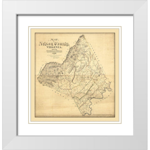Nelson County Virginia - Hotchkiss 1866 White Modern Wood Framed Art Print with Double Matting by Hotchkiss