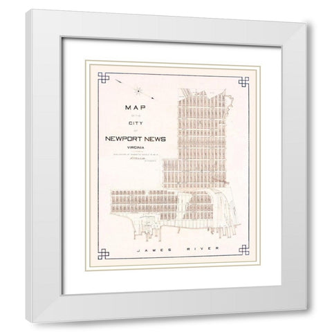 Newport News Virginia - Fitchett 1910 White Modern Wood Framed Art Print with Double Matting by Fitchett