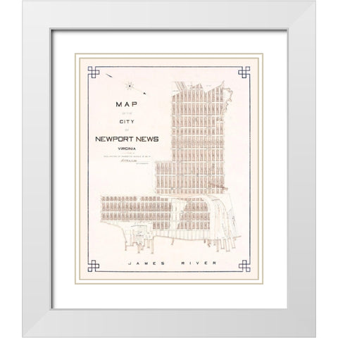 Newport News Virginia - Fitchett 1910 White Modern Wood Framed Art Print with Double Matting by Fitchett