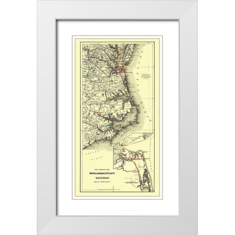 Norfolk, Albemarle, Atlantic Railroad Connections White Modern Wood Framed Art Print with Double Matting by Colton