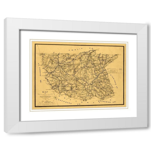 Nottoway County Virginia - Campbell 1864 White Modern Wood Framed Art Print with Double Matting by Camphell