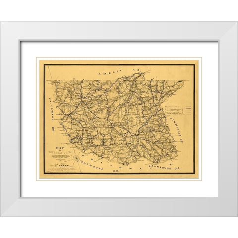 Nottoway County Virginia - Campbell 1864 White Modern Wood Framed Art Print with Double Matting by Camphell
