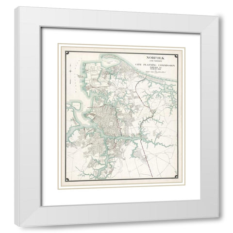Norfolk Virginia - 1921 White Modern Wood Framed Art Print with Double Matting by Unknown