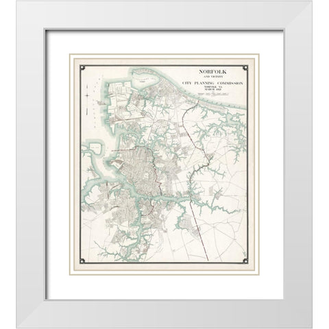 Norfolk Virginia - 1921 White Modern Wood Framed Art Print with Double Matting by Unknown