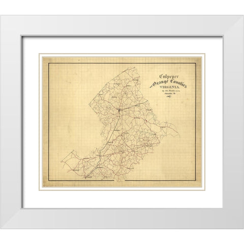 Orange County Virginia - Hotchkiss 1867 White Modern Wood Framed Art Print with Double Matting by Hotchkiss