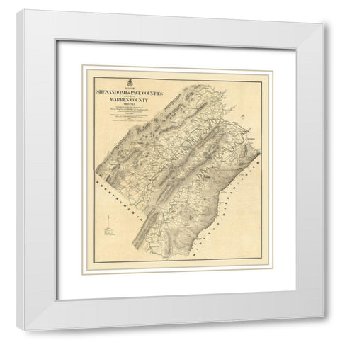 Page County Virginia - Michie 1875 White Modern Wood Framed Art Print with Double Matting by Michie