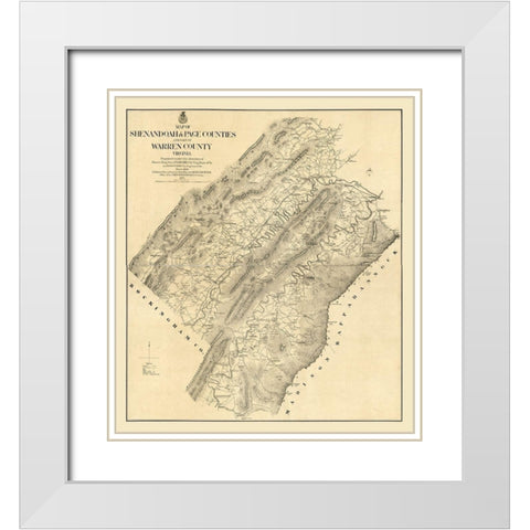 Page County Virginia - Michie 1875 White Modern Wood Framed Art Print with Double Matting by Michie