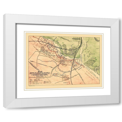 Petersburg Virginia - 1866 White Modern Wood Framed Art Print with Double Matting by Unknown