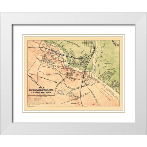 Petersburg Virginia - 1866 White Modern Wood Framed Art Print with Double Matting by Unknown