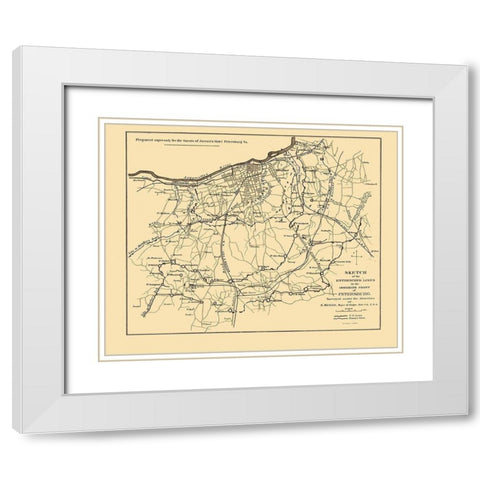 Petersburg Virginia - Michler 1865 White Modern Wood Framed Art Print with Double Matting by Michler