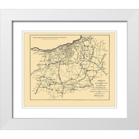 Petersburg Virginia - Michler 1865 White Modern Wood Framed Art Print with Double Matting by Michler
