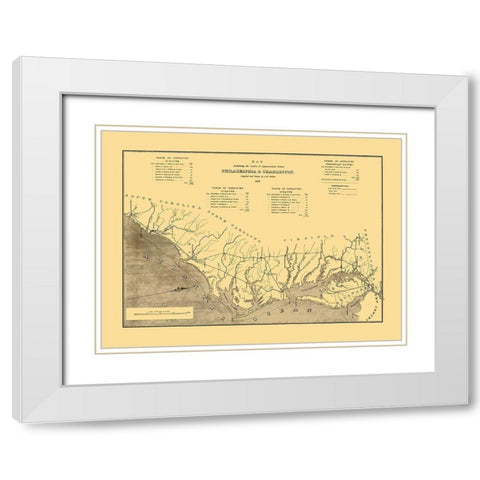 Philadelphia to Charleston, Routes of Comm White Modern Wood Framed Art Print with Double Matting by Mc Clellan