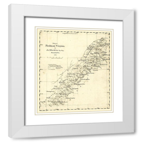 Piedmont Virginia - Hotchkiss 1873 White Modern Wood Framed Art Print with Double Matting by Hotchkiss