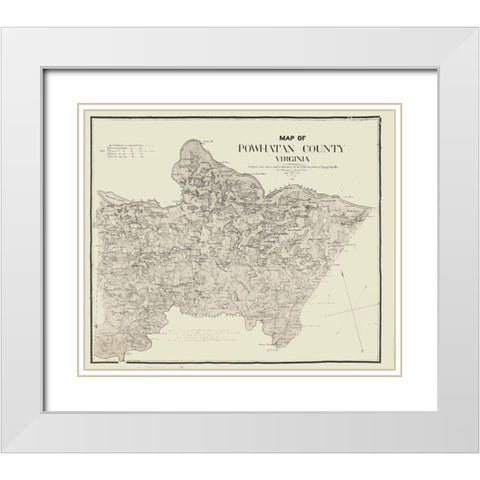 Powhatan County Virginia - Campbell 1864 White Modern Wood Framed Art Print with Double Matting by Cambell