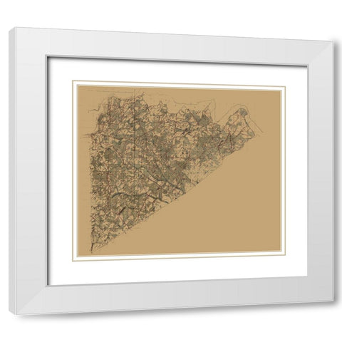 Prince George County Virginia - 1864 White Modern Wood Framed Art Print with Double Matting by Unknown