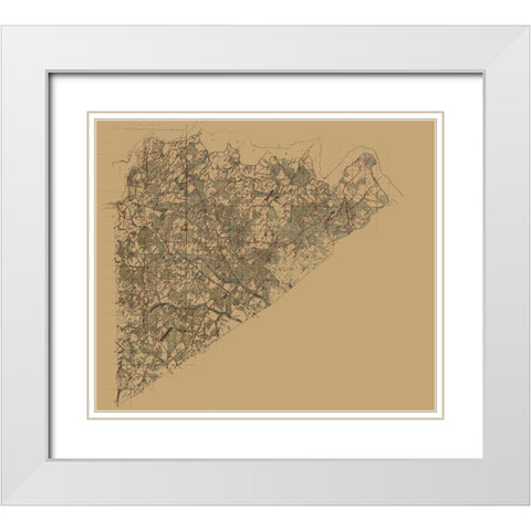 Prince George County Virginia - 1864 White Modern Wood Framed Art Print with Double Matting by Unknown