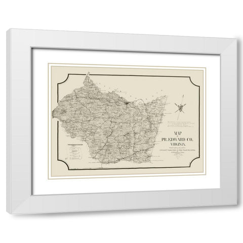 Prince Edward County Virginia - Cassell 1864 White Modern Wood Framed Art Print with Double Matting by Cassell