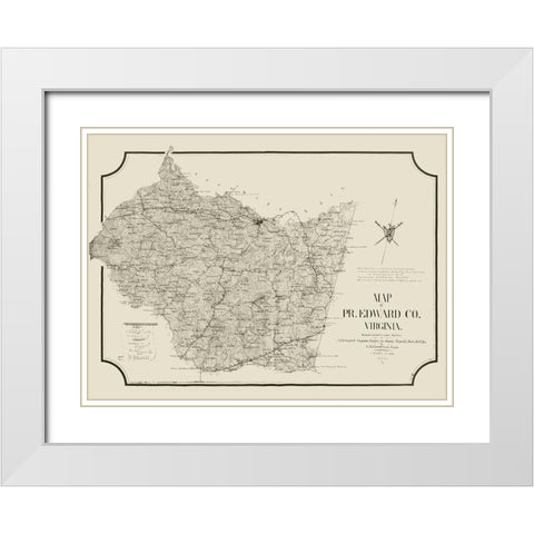 Prince Edward County Virginia - Cassell 1864 White Modern Wood Framed Art Print with Double Matting by Cassell