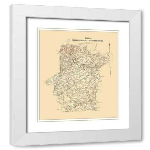 Prince George Surrey Suffolk Counties Virginia - 1865 White Modern Wood Framed Art Print with Double Matting by Unknown