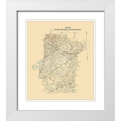 Prince George Surrey Suffolk Counties Virginia - 1865 White Modern Wood Framed Art Print with Double Matting by Unknown
