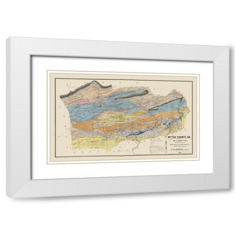 Pulaski County Virginia - Boyd 1890 White Modern Wood Framed Art Print with Double Matting by Pulaski