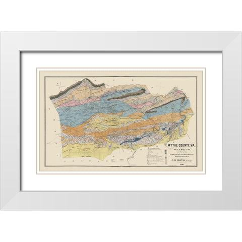 Pulaski County Virginia - Boyd 1890 White Modern Wood Framed Art Print with Double Matting by Pulaski