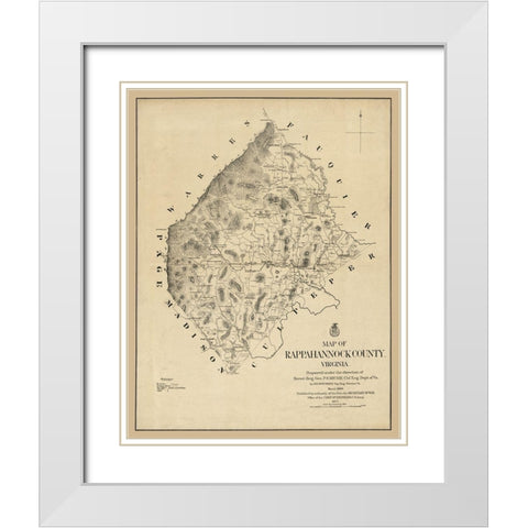 Rappahannock County Virginia - Michie 1866 White Modern Wood Framed Art Print with Double Matting by Michie