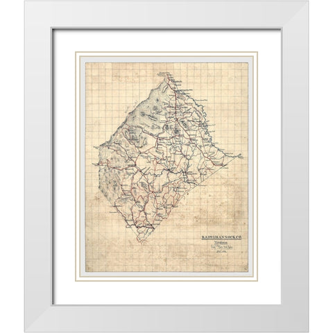 Rappahannock County Virginia - Michie 1863 White Modern Wood Framed Art Print with Double Matting by Michie