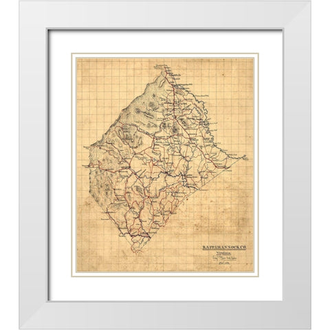 Rappahannock County Virginia - 1863 White Modern Wood Framed Art Print with Double Matting by Unknown
