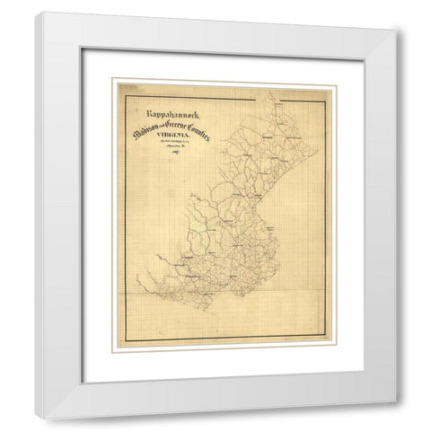 Rappahannock County Virginia - Hotchkifs 1867 White Modern Wood Framed Art Print with Double Matting by Hotchkifs