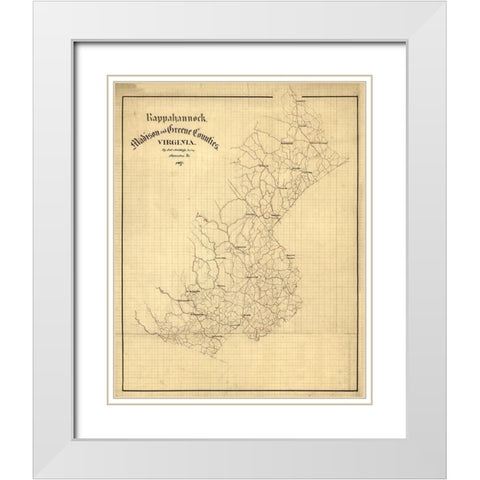 Rappahannock County Virginia - Hotchkifs 1867 White Modern Wood Framed Art Print with Double Matting by Hotchkifs