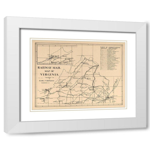 Railway Mail Virginia - Hopkins 1910 White Modern Wood Framed Art Print with Double Matting by Hopkins