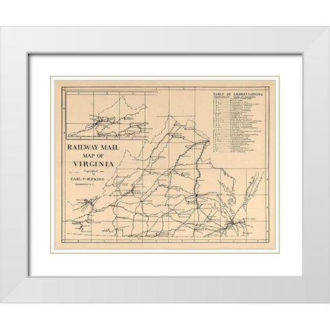 Railway Mail Virginia - Hopkins 1910 White Modern Wood Framed Art Print with Double Matting by Hopkins