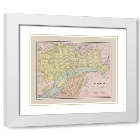 Richmond, Manchester Virginia - Cram 1892 White Modern Wood Framed Art Print with Double Matting by Cram