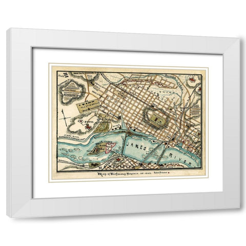 Richmond Virginia - 1863 White Modern Wood Framed Art Print with Double Matting by Unknown