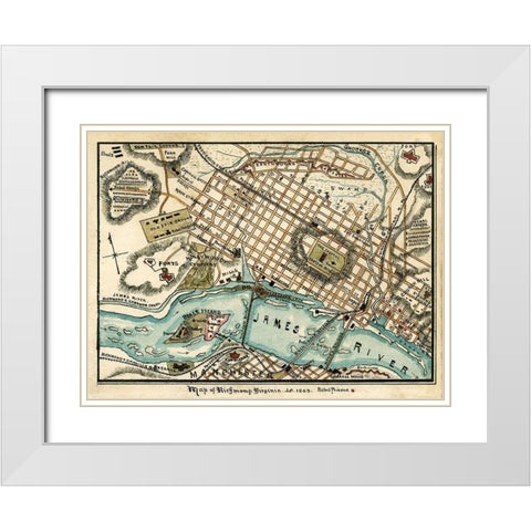 Richmond Virginia - 1863 White Modern Wood Framed Art Print with Double Matting by Unknown