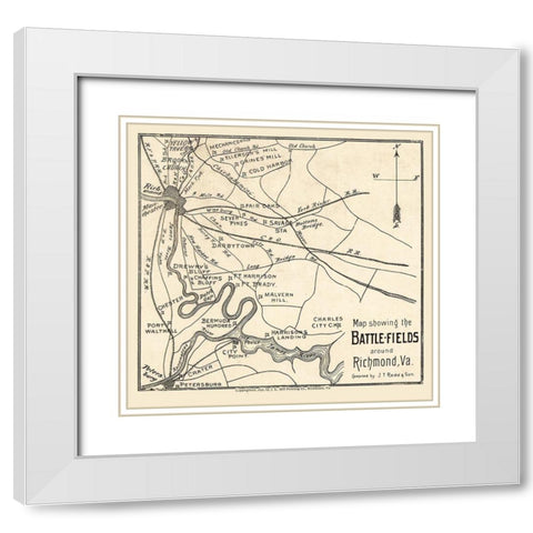 Richmond Virginia - Redd 1896 White Modern Wood Framed Art Print with Double Matting by Redd