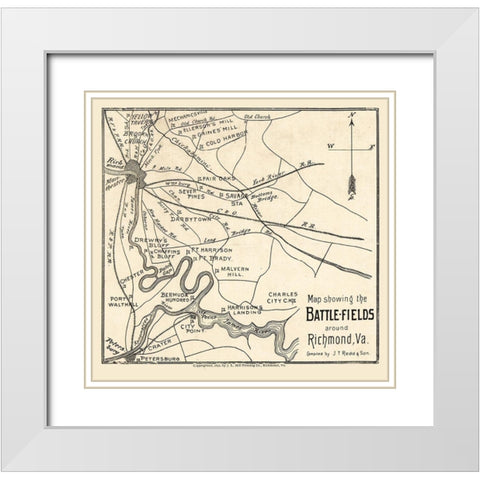 Richmond Virginia - Redd 1896 White Modern Wood Framed Art Print with Double Matting by Redd