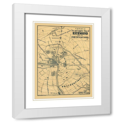 Richmond Virginia - Forbes 1864 White Modern Wood Framed Art Print with Double Matting by Forbes