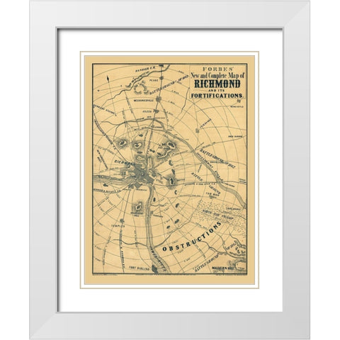 Richmond Virginia - Forbes 1864 White Modern Wood Framed Art Print with Double Matting by Forbes