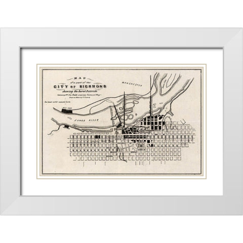 Richmond Virginia - Ludwig 1865 White Modern Wood Framed Art Print with Double Matting by Ludwig