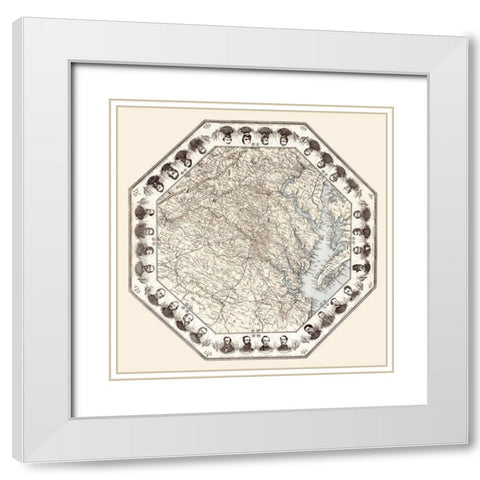 Virginia - 1860 White Modern Wood Framed Art Print with Double Matting by Unknown